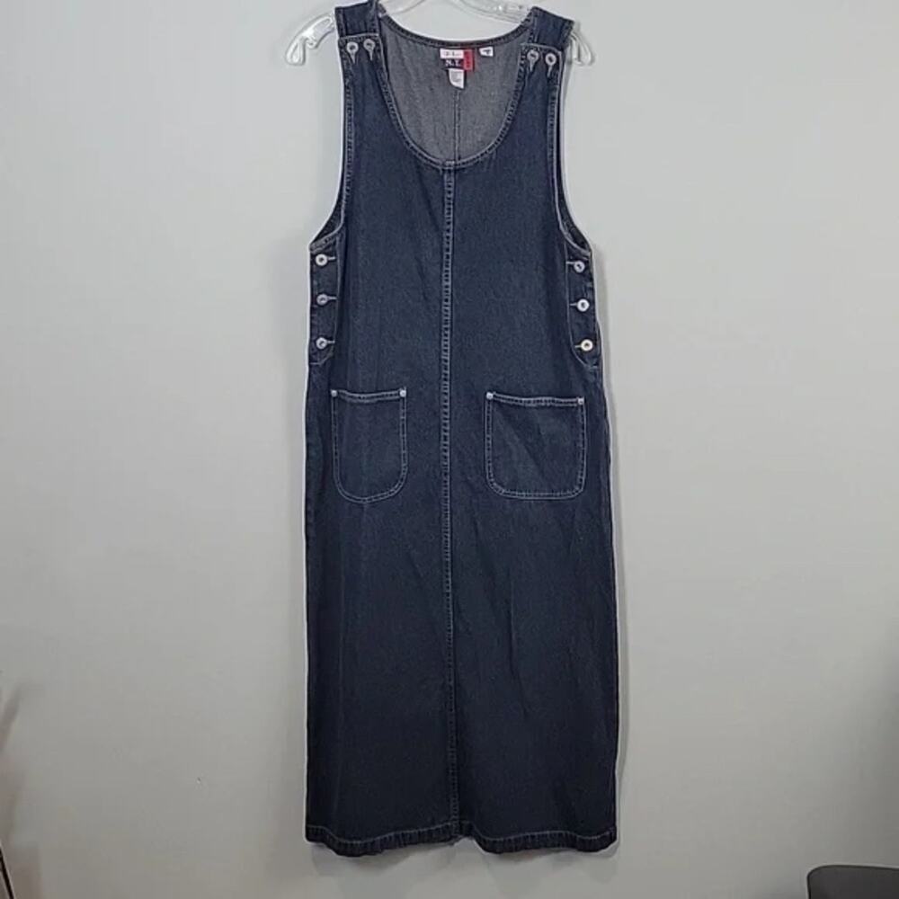 J.L. N.Y. Sport denim jumper long maxi dress 90s (sz L) 347